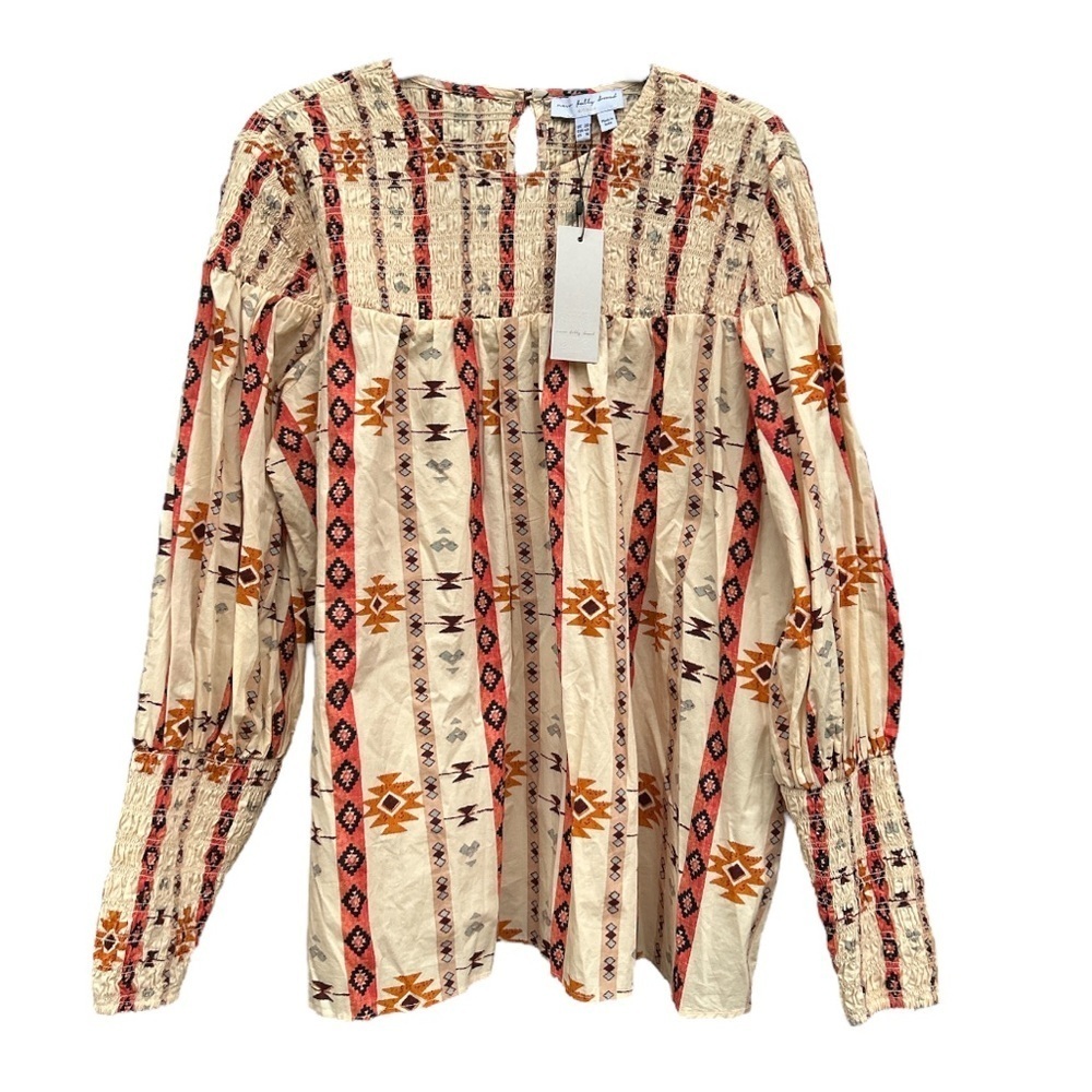 Never Fully Dressed Bridget Mix Print Bishop Sleeve Cotton Top – Size 16 NWT